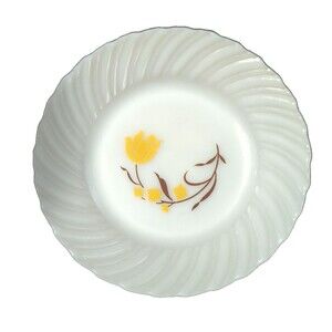 Vintage Termocrisa Mexico Milk Glass Floral Dessert Plate 7 3/4in